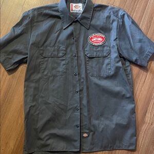 Dickies Gray Work Shirt NHRA Motorsports Museum Patch